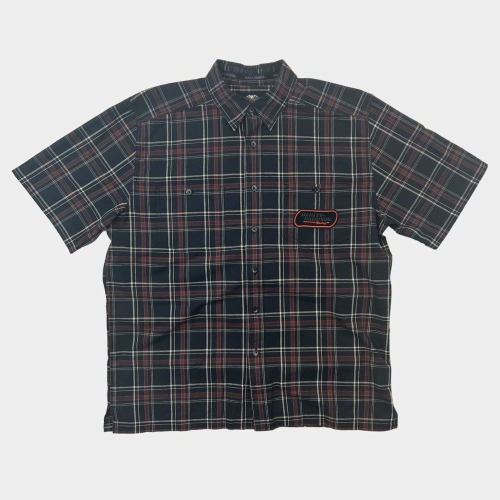 HARLEY DAVIDSON “Racing” Mens Plaid Short Sleeve Button Up Shirt Large NWOT